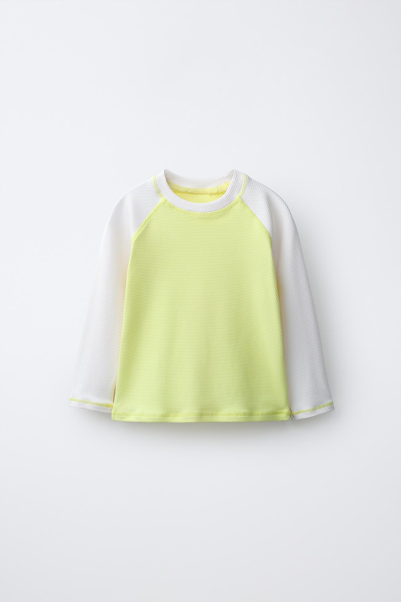 1-6 YEARS/ RAGLAN SLEEVE SWIM T-SHIRT — Light lime green