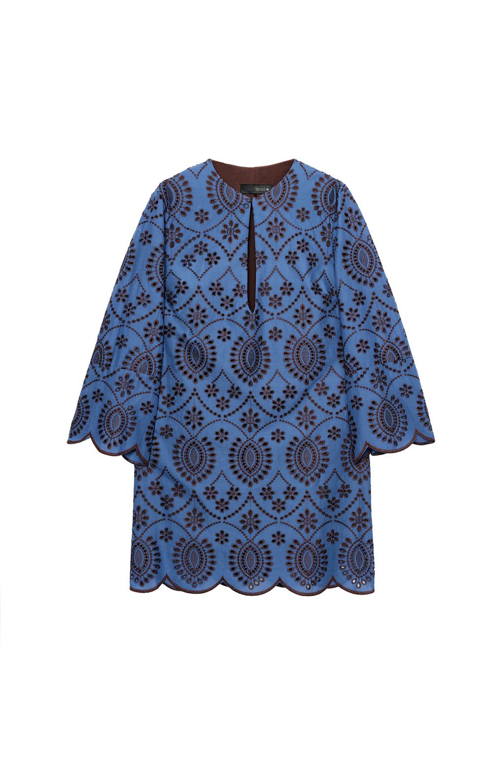SHORT EMBROIDERED EYELET DRESS - image 3