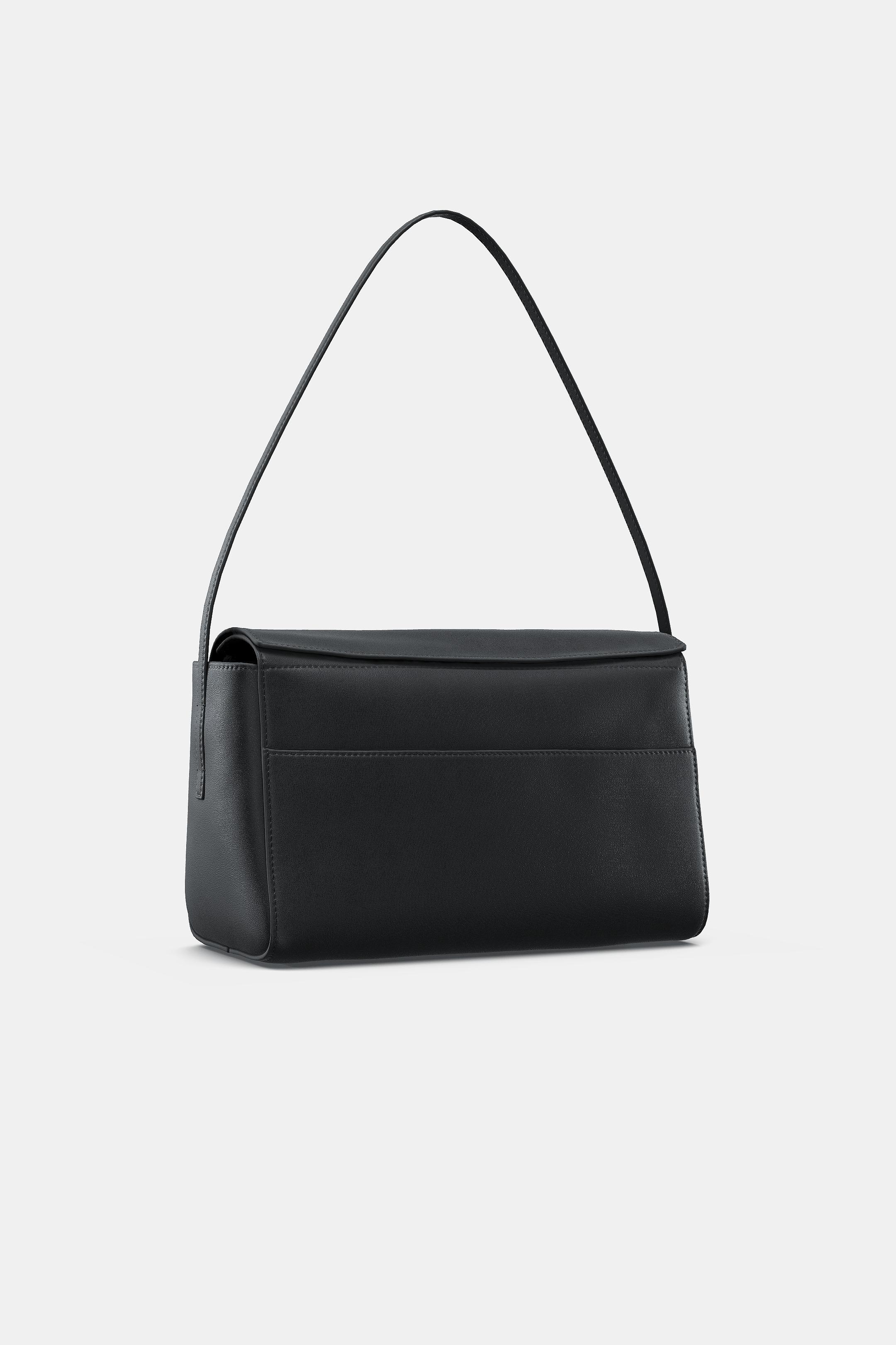 LEATHER SHOULDER BAG - Black by Zara