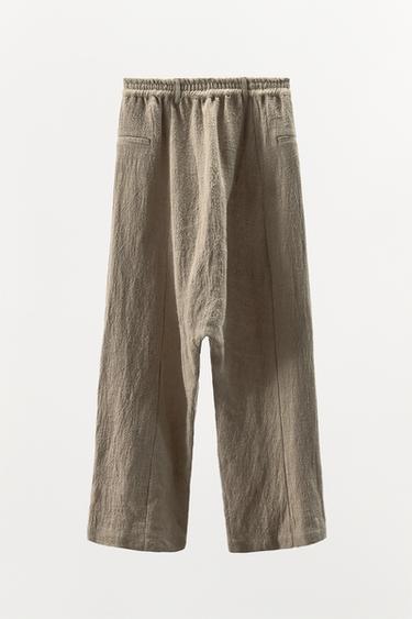 LIMITED EDITION LOW RISE 100% LINEN TROUSERS - camel by Zara - Image 6