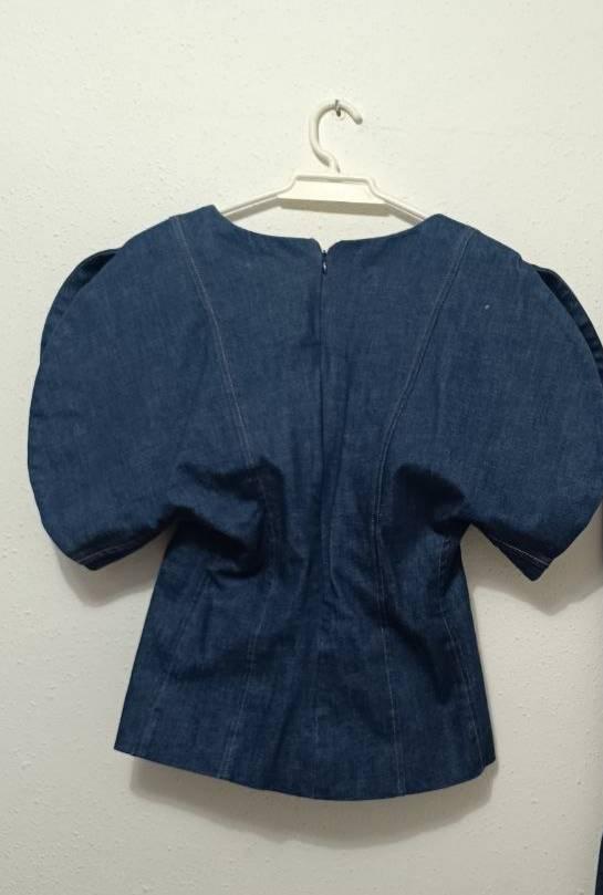 ZW COLLECTION DENIM PUFF SLEEVE BLOUSE - Image 5