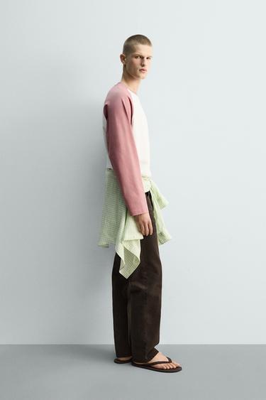 T-SHIRT COLOR BLOCK - Blanc / Rose de Zara - Image 3