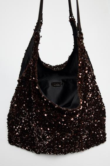 SAC SHOPPER FLUIDE À SEQUINS - Marron de Zara - Image 4