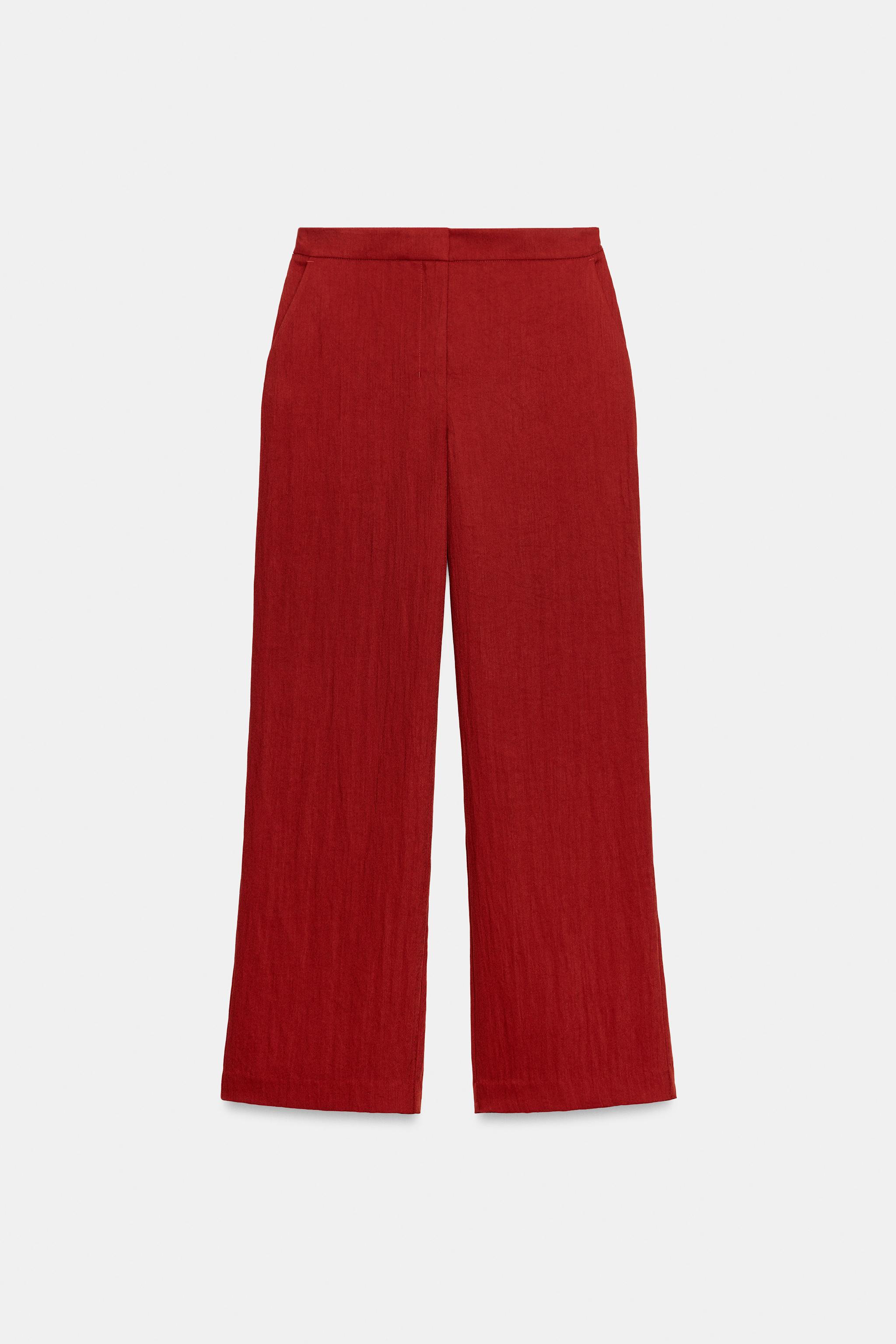 Женские брюки Zara WIDE-LEG FLOWY TROUSERS — фото 6