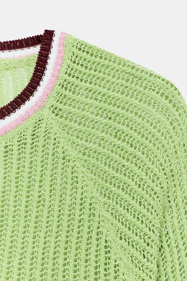 TOP EN MAILLE À MANCHES COURTES - Vert de Zara - Image 6