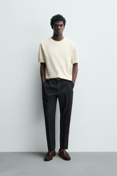 CAMISETA PUNTO RELAXED FIT - Blanco roto de Zara - Imagen 0