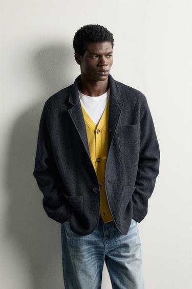 WOOL BLEND RELAXED FIT BLAZER - Dark navy by Zara