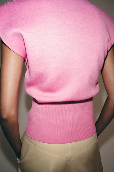 KNIT TOP WITH SHOULDER PADS - Pink by Zara - Image 2