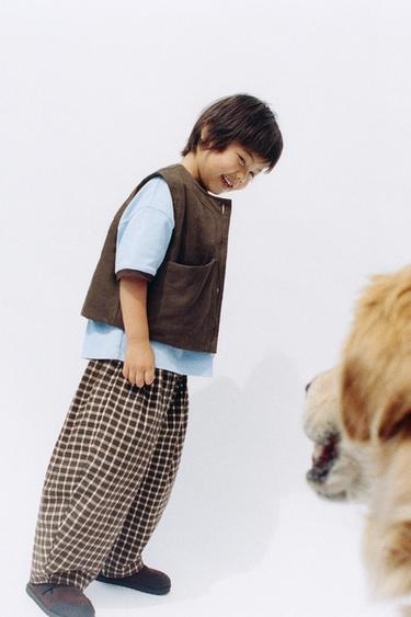 CHECK PRINT BAGGY TROUSERS - Chocolate by Zara