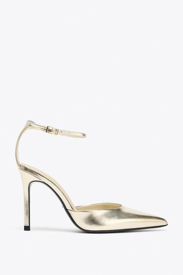 Zara METALLIC EFFECT HEELED SHOES - Gold - Image 0