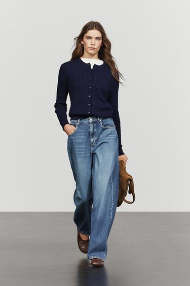 Cardigan torsadé 100 % coton - Bleu roi de Zara