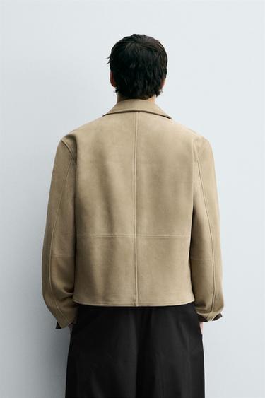 SUEDE LEATHER JACKET - Light khaki by Zara - Image 2