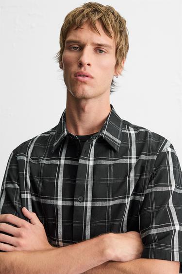 CHEMISE RELAXED FIT À CARREAUX - Noir / Blanc de Zara - Image 4