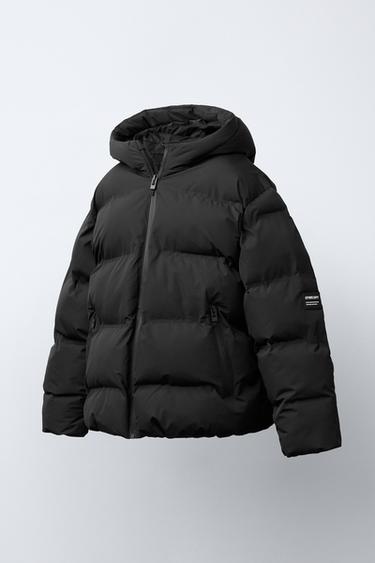 WATER-REPELLENT LABELLED PADDED COAT - Black by Zara