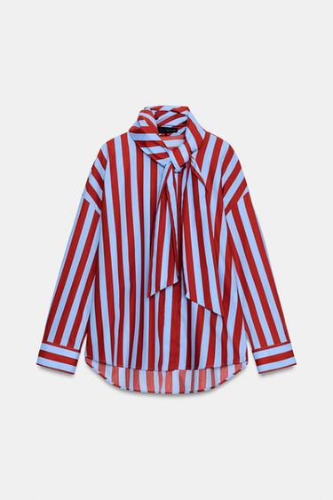 STRIPED SHIRT WITH BOW - Multicoloured by Zara - Image 0
