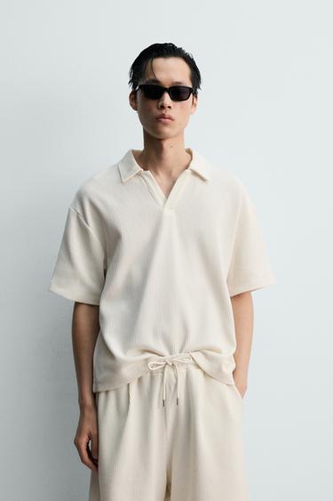 RELAXED FIT OTTOMAN POLO SHIRT - Oyster-white by Zara