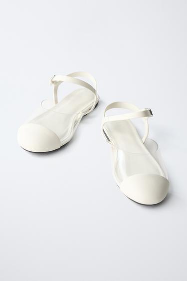CHAUSSURES OUVERTES À L'ARRIÈRE EN VINYLE - Blanc de Zara - Image 2