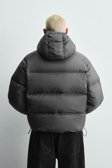 VESTE REMBOURRÉE 100% PLUMES DÉPERLANTE - vert kaki de Zara - Image 3