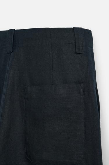 PANTALON STRAIGHT FIT 100 % LIN - Bleu marine foncé de Zara - Image 9