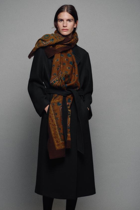 Zara PRINTED PAISLEY SCARF - Brown - Image 0