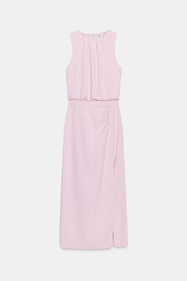 GATHERED WAIST MIDI DRESS - Pink by Zara - Image 3