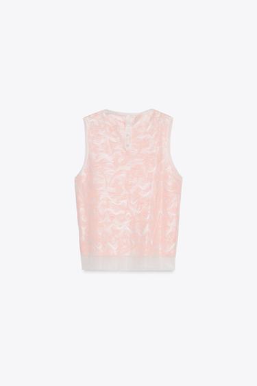 TOP EN MAILLE JACQUARD - Rose pâle de Zara - Image 3