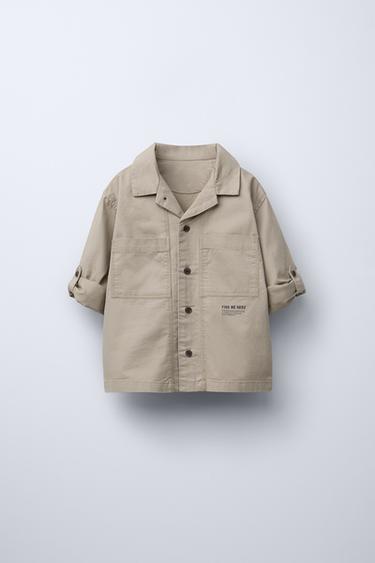 CHEMISE TECHNIQUE AVEC INSCRIPTION - Beige clair de Zara