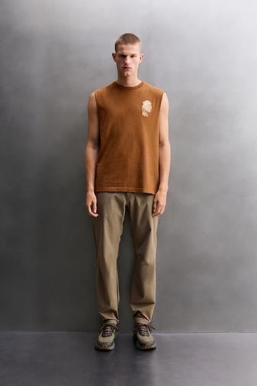 CAMISETA TANK ESTAMPADO CONTRASTE - Ocre de Zara