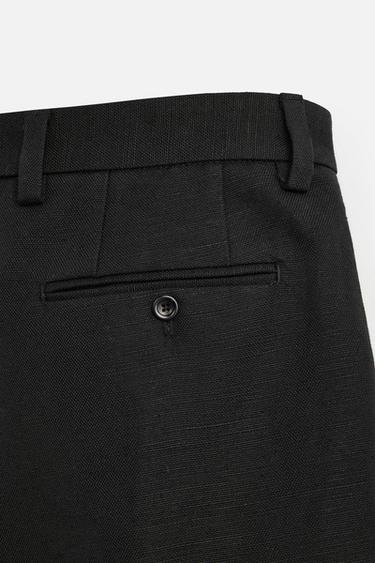 REGULAR FIT LINEN/COTTON BERMUDA SHORTS LIMITED EDITION - Black by Zara - Image 7