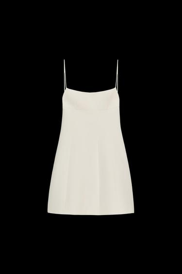 VESTIDO CORTO ELÁSTICO - Blanco roto de Zara - Imagen 0