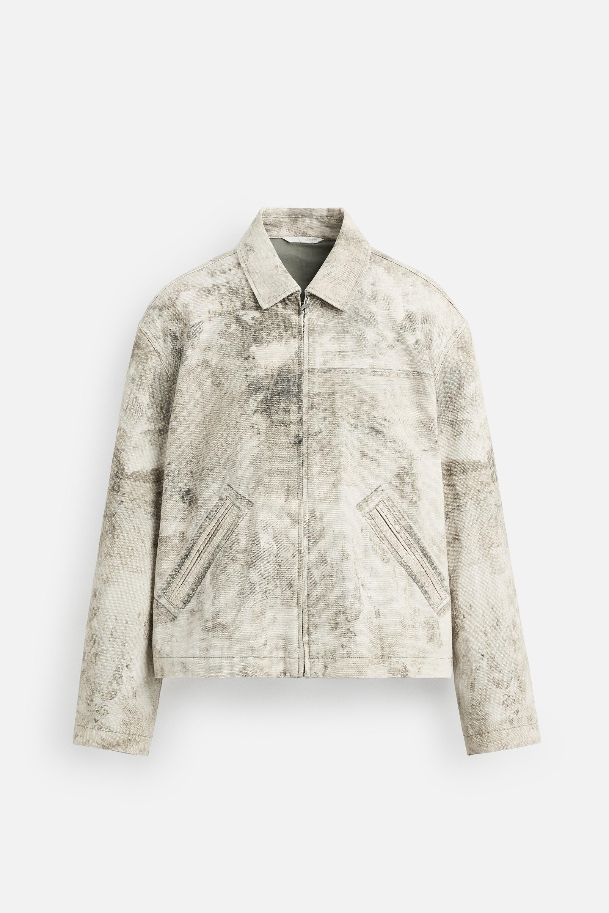 アブストラクトプリントジャケット - アイス グレー | ZARA