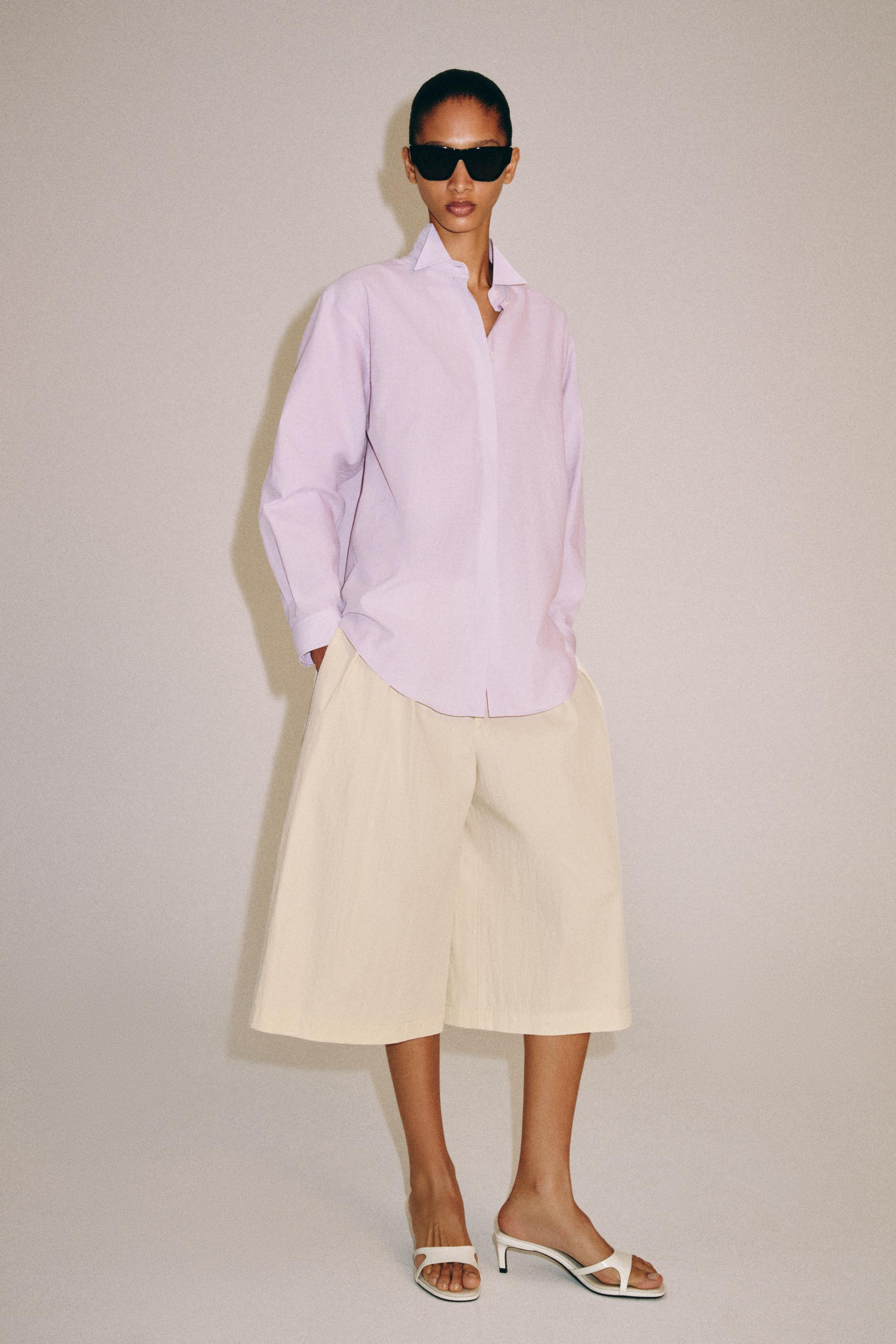 Zara ÇİZGİLİ ZW COLLECTION GÖMLEK görsel 6