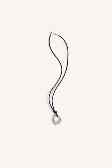 CORD AND METAL PENDANT NECKLACE - Silver by Zara