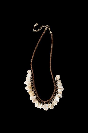 BRAIDED SEASHELL NECKLACE - Brown by Zara