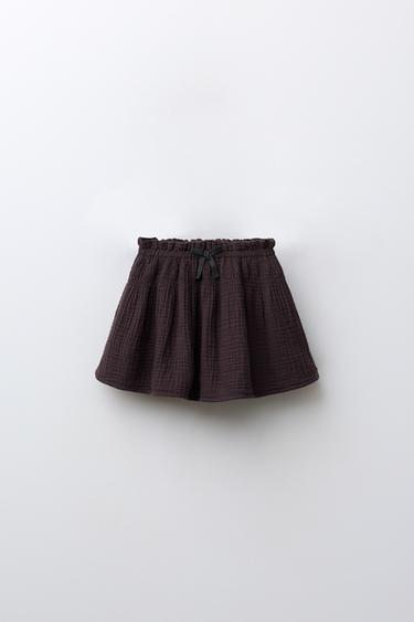 BERMUDA SKORT WITH TEXTURE AND TIE - Burgundy by Zara - Image 0