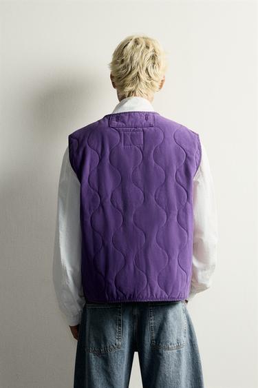 WASHED TOPSTITCHED VEST — Purple 2