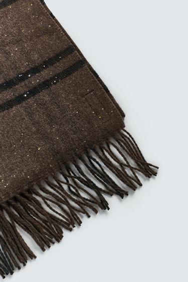 CHECKED WOOL BLEND SCARF - Brown by Zara - Image 4