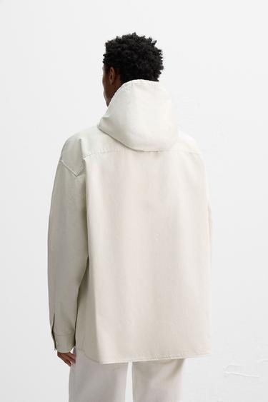 OVERSIZE FIT HOODED OVERSHIRT - White / Grey by Zara - Image 2
