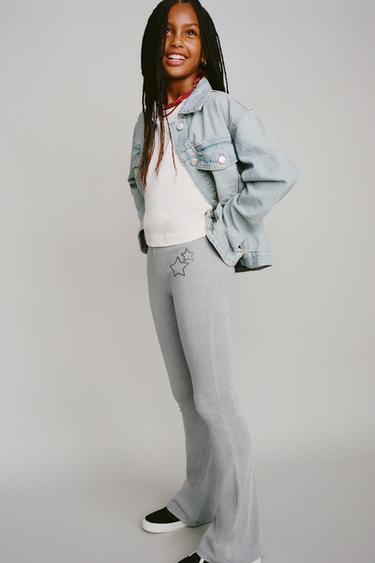 LEGGING FLARE EFFET DÉLAVÉ ÉTOILES - Gris perle de Zara