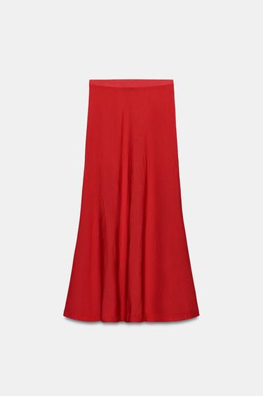 LONG KNIT SKIRT - Mid-red by Zara - Image 9