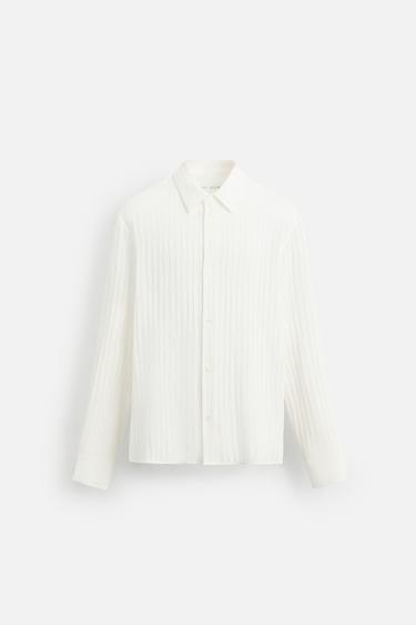 JACQUARD-SKJORTE MED STRIBER - Hvid fra Zara