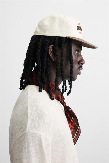 CONTRAST EMBROIDERY CAP - Ecru by Zara - Image 1
