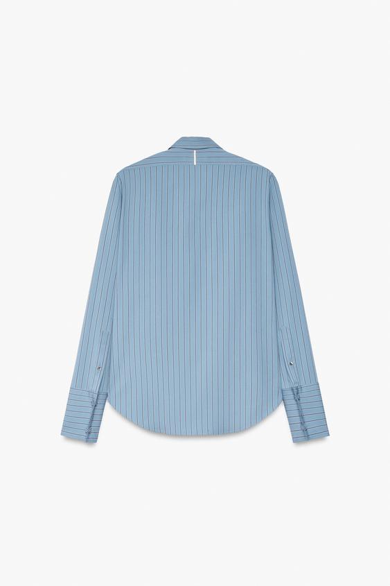 CHEMISE RELAXED FIT RAYURES ET POCHES - Bleu de Zara - Image 1