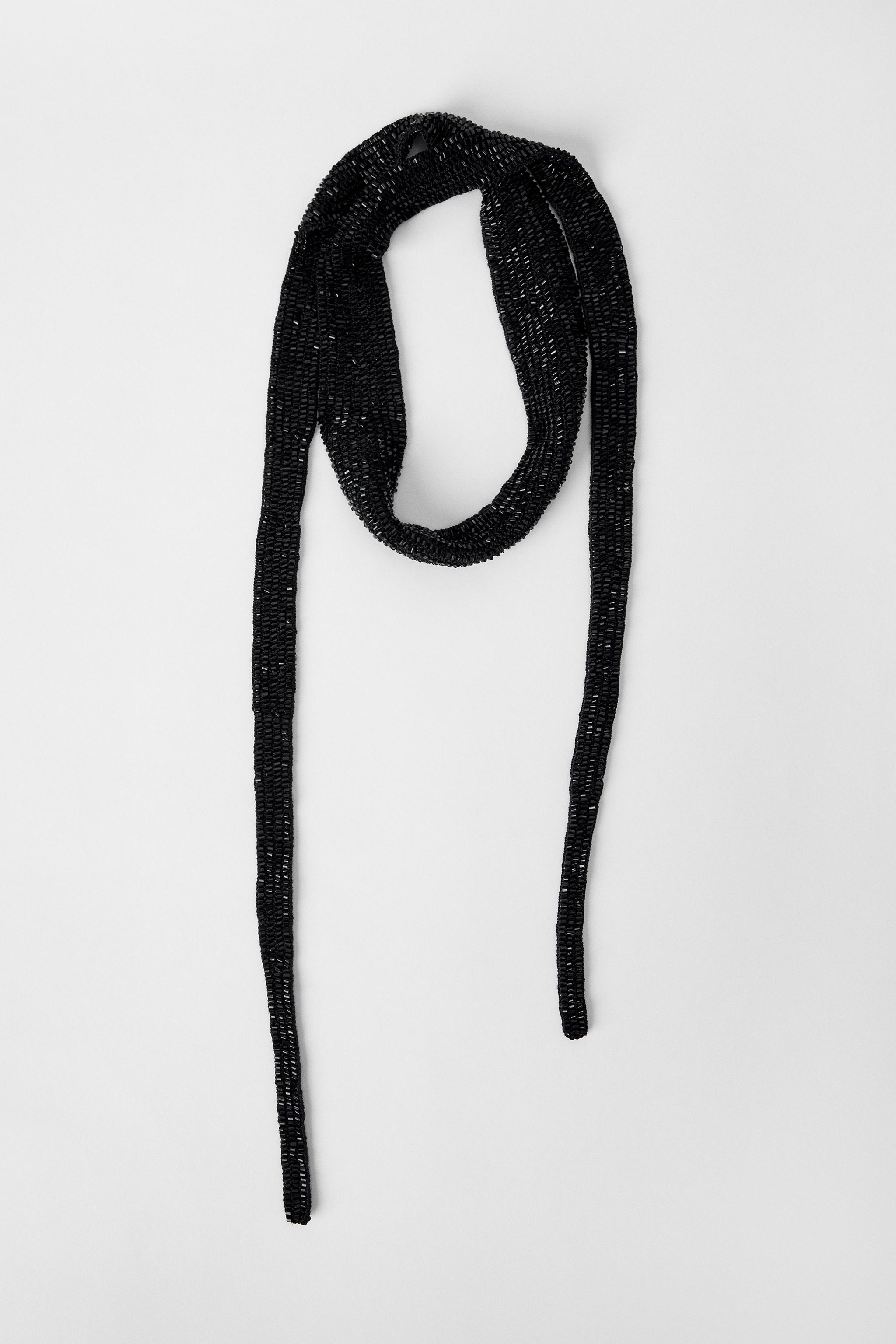 【ZARA×KateMoss】ビーズネッカチーフ 7243/605/800 BEADED NECKERCHIEF KATE MOSS X ZARA - Black | ZARA Spain