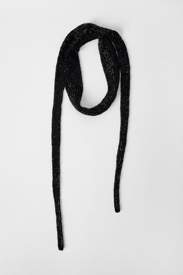 Zara BEADED FOULARD SCARF KATE MOSS X ZARA - Black - Image 0