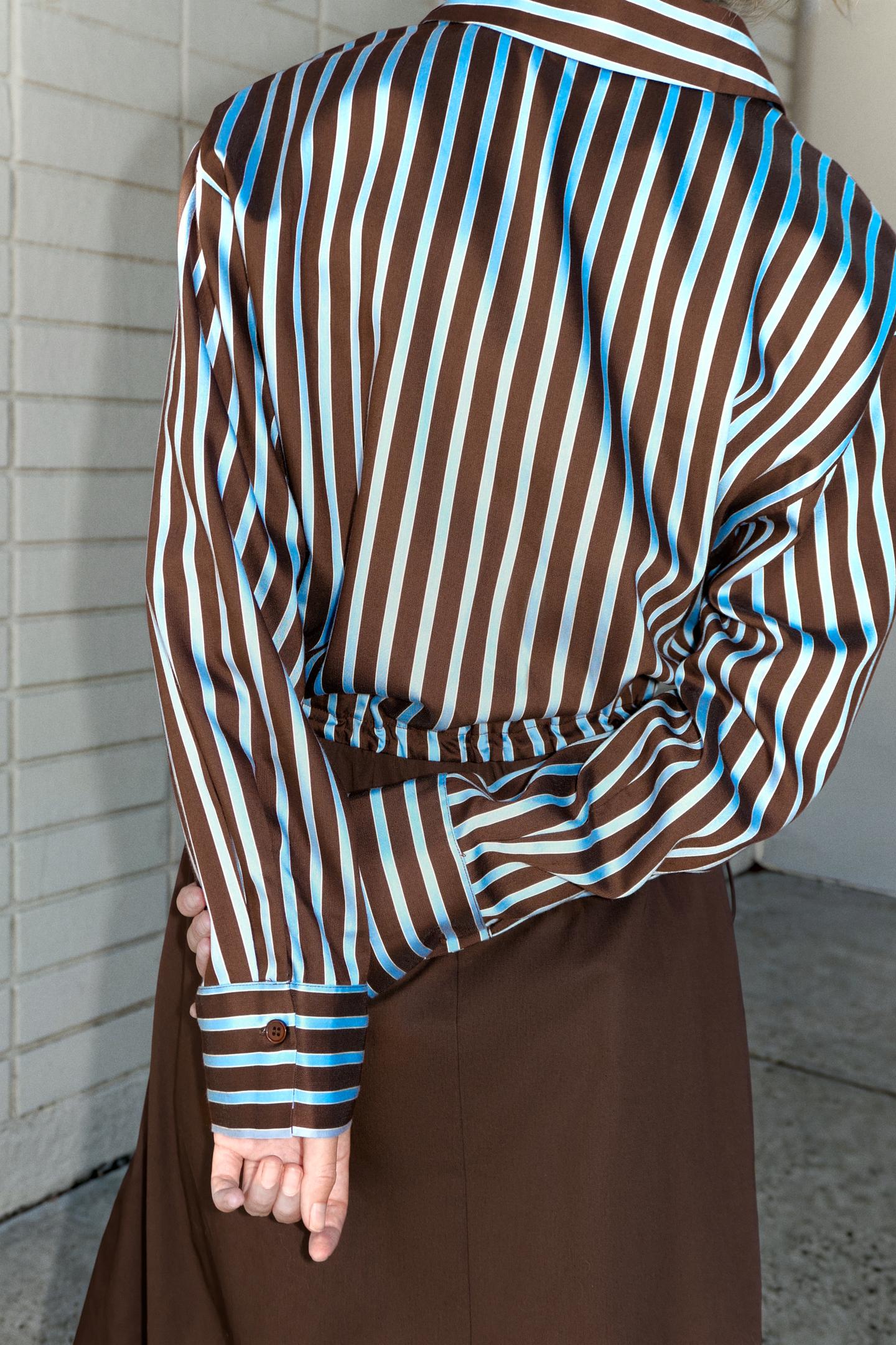 Женское платье Zara Combined MIDI Shirt Dress, цвет: Разноцветный — фото 7