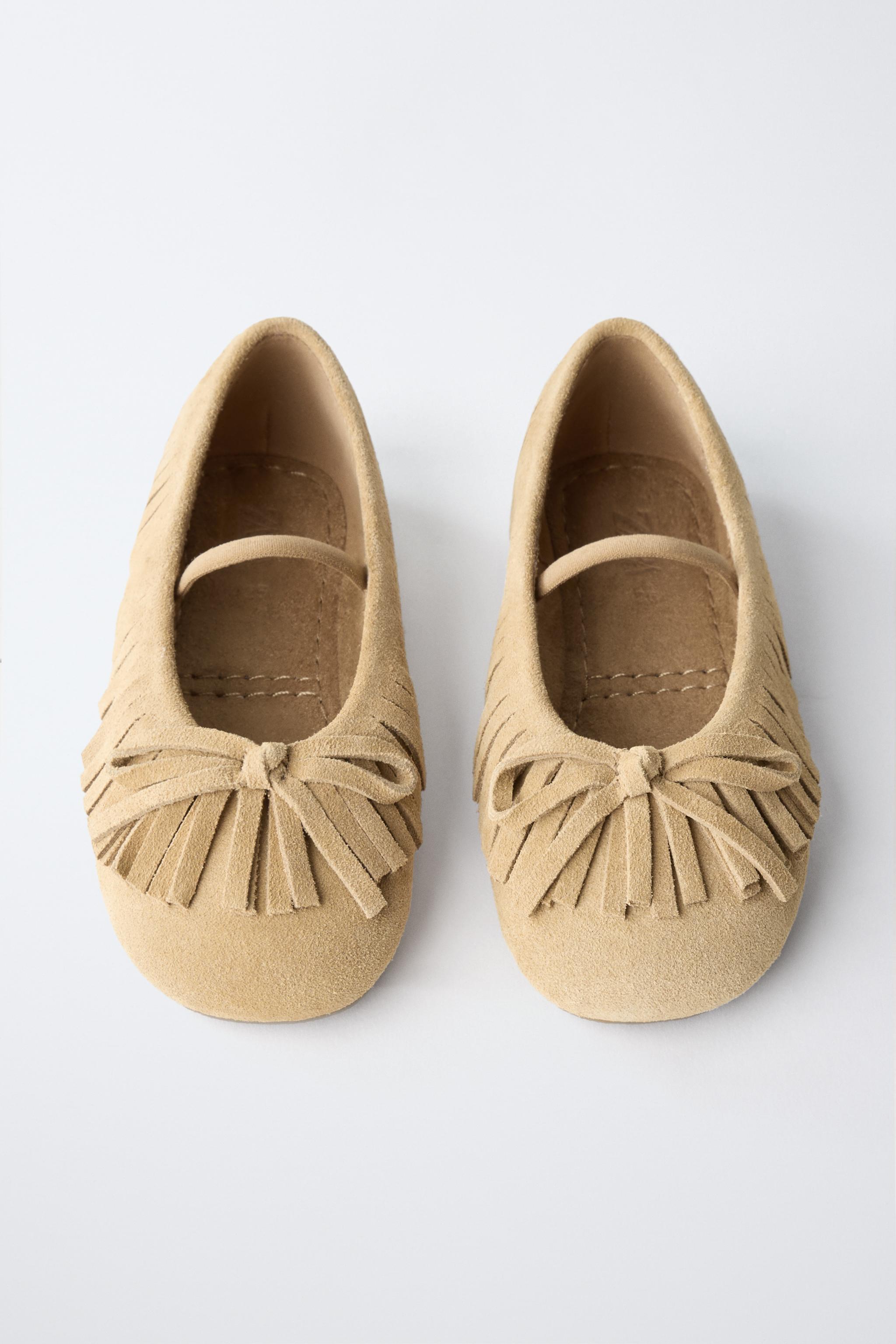 BALLERINES EN CUIR À FRANGES