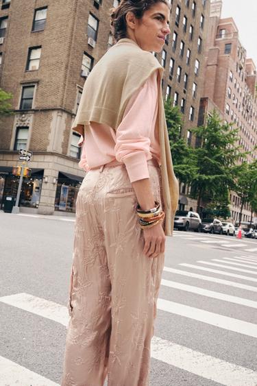 Zara FINE KNIT V-NECK JUMPER - Beige-pink
