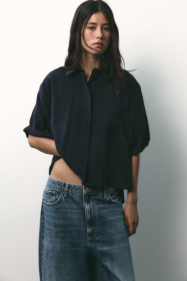 CAMISA FLUIDA MANGA CORTA - Negro de Zara