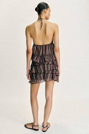 METALLIC THREAD STRIPED TOP - Brown by Zara - Image 6